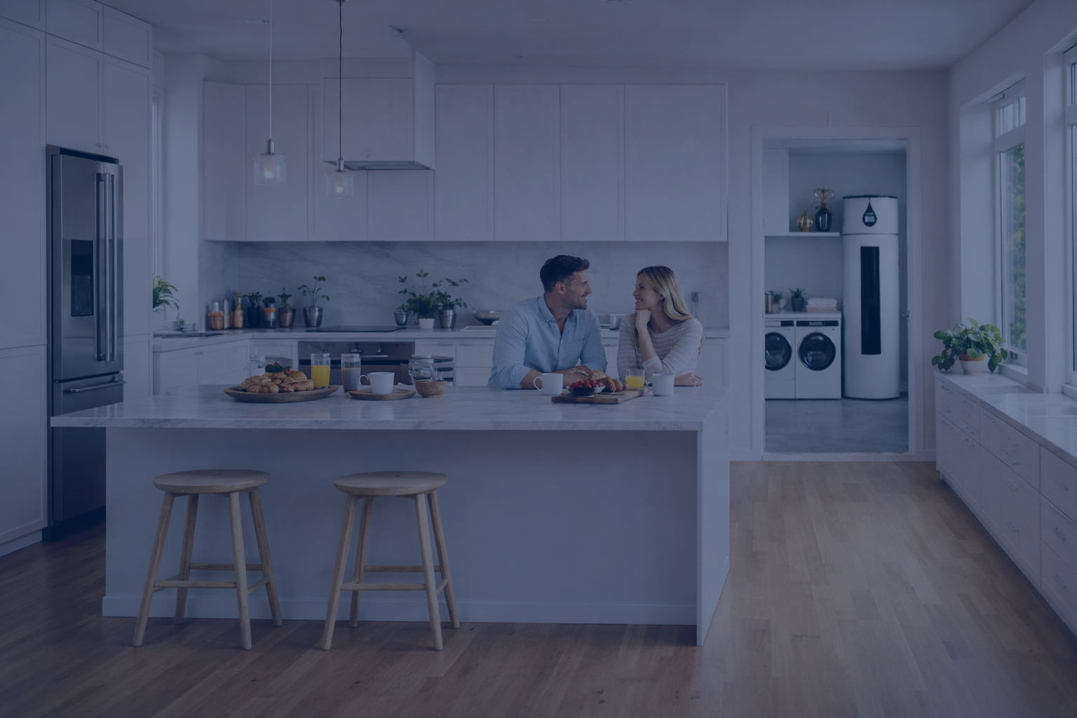 Modern kitchen with Indol heat pump